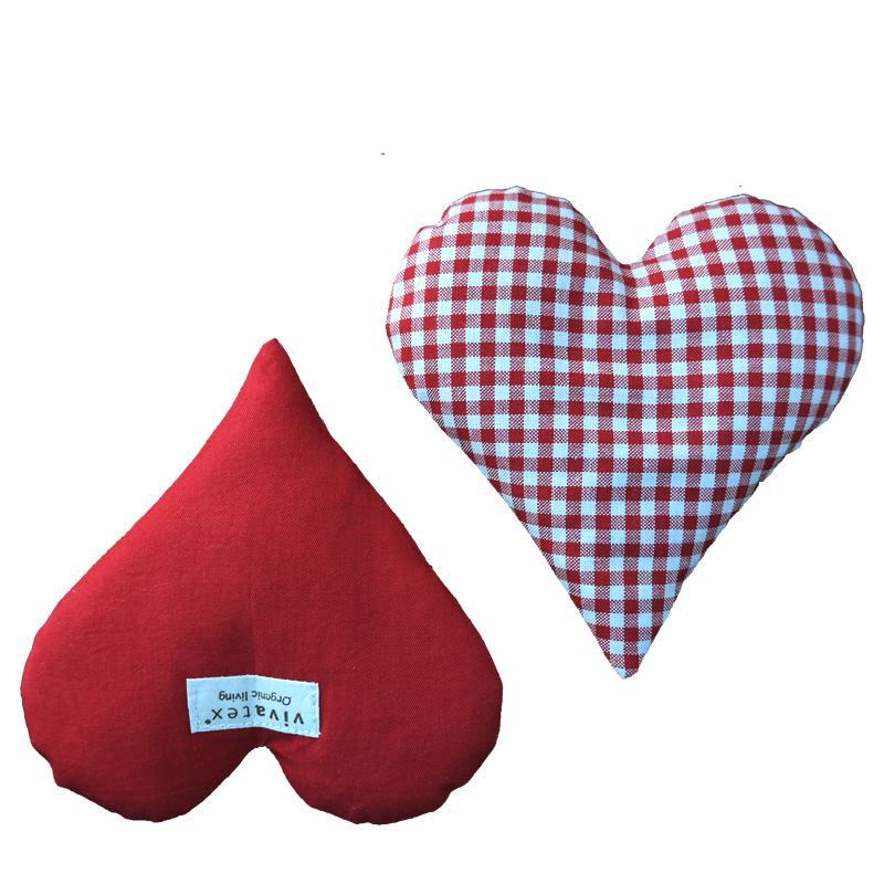 Økologisk minivarmepude, lune hjerter, Rød-hvid tern