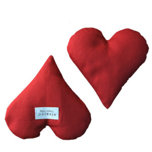 Lune hjerter, økologisk bomuld, rød bomuldssatin.