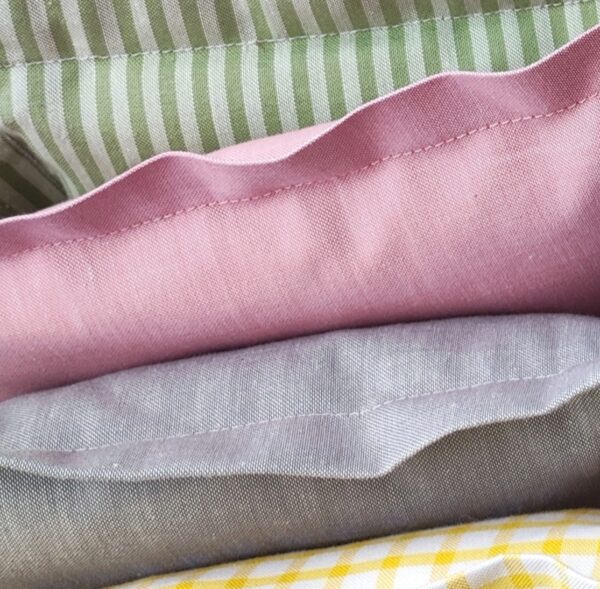 Rosa og Grå chambray, økologisk bomuld