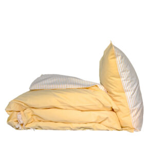 Gul-hvid stribe / chambray, økologisk sengetøj