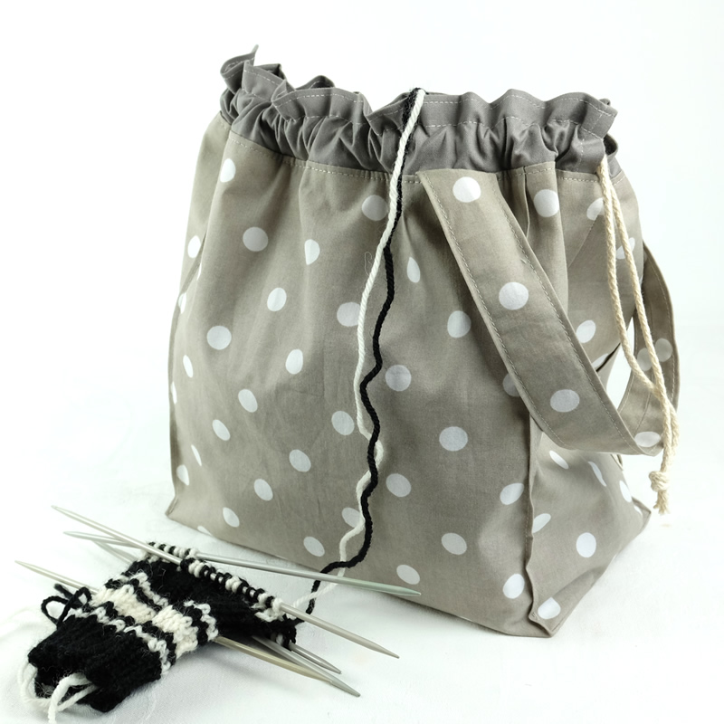 Økologisk strikkepose, Grå med prik